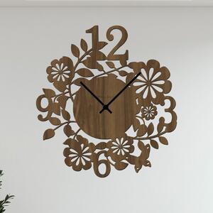 Dřevo života | Nástěnné hodiny FLOWERS Zvolte barvu dekoru: Ořech | Velikost hodin: 35x35 | Barva ručiček: Černé