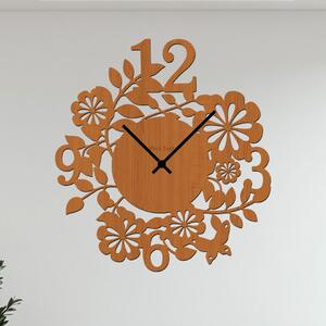 Dřevo života | Nástěnné hodiny FLOWERS Zvolte barvu dekoru: Třešeň | Velikost hodin: 35x35 | Barva ručiček: Černé