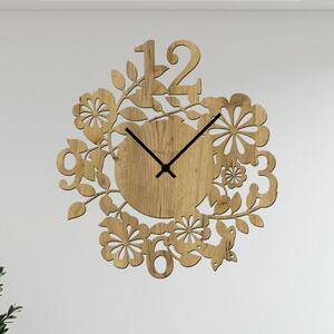 Dřevo života | Nástěnné hodiny FLOWERS Zvolte barvu dekoru: Dub zlatý | Velikost hodin: 35x35 | Barva ručiček: Černé