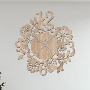 Dřevo života | Nástěnné hodiny FLOWERS Zvolte barvu dekoru: Dub Sonoma | Velikost hodin: 35x35 | Barva ručiček: Stříbrné