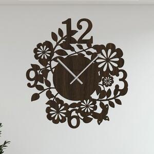 Dřevo života | Nástěnné hodiny FLOWERS Zvolte barvu dekoru: Wenge | Velikost hodin: 35x35 | Barva ručiček: Stříbrné