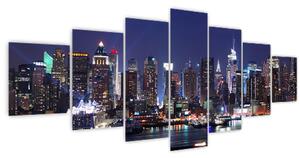 Obraz - Osvětlené New Yorské mrakodrapy (210x100 cm)