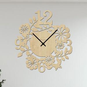 Dřevo života | Nástěnné hodiny FLOWERS Zvolte barvu dekoru: Javor | Velikost hodin: 35x35 | Barva ručiček: Černé