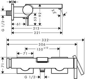 HANSGROHE 73420700 Tecturis E povrchová vanová baterie