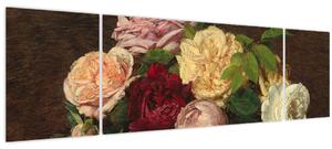 Obraz - Henri Fantin-Latour, Roses de Nice on a Table, reprodukce (170x50 cm)