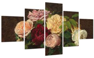 Obraz - Henri Fantin-Latour, Roses de Nice on a Table, reprodukce (125x70 cm)