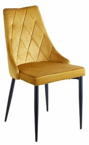 Sametová židle Loretta žlutá černé nohy