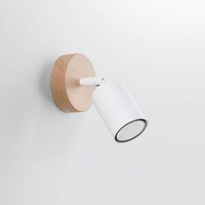 Nástěnné svítidlo Verdo, 1x bílé kovové stínítko, (možnost polohování), dřevo