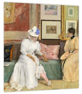 Obraz - William Merritt Chase, A Friendly Call, reprodukce (30x30 cm)