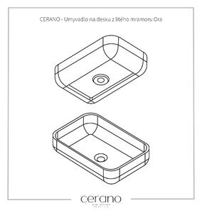 CERANO - Umyvadlo na desku z litého mramoru Ora - bílá matná - 54x36 cm