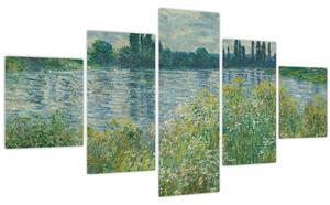 Obraz - Claude Monet, Banks of the Seine, reprodukce (125x70 cm)