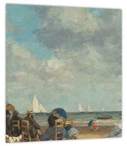 Obraz - Eugène Boudin, Beach at Trouville, reprodukce (30x30 cm)