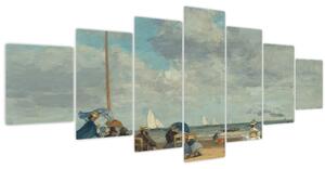 Obraz - Eugène Boudin, Beach at Trouville, reprodukce (210x100 cm)