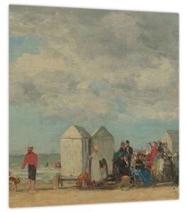 Obraz - Eugène Boudin, Beach Scene, reprodukce (30x30 cm)