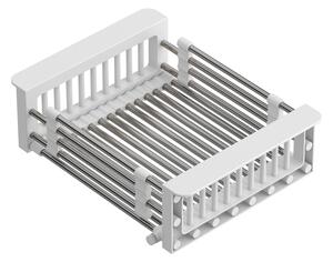 Nastavitelný košík do dřezu bílý/nerezový QUADRON