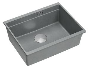 QUADRON Šedý kuchyňský granitový dřez Logan 100, jednokomorový k instalaci pod kuchyňskou desku