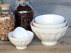 Set 5ks latté porcelánová miska s květy uvnitř Arés - Ø15*9 cm - Chic Antique