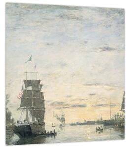 Obraz - Eugène Boudin, Entrance to the Harbor, Le Havre, reprodukce (30x30 cm)