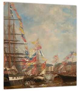 Obraz - Eugène Boudin, Festival in the Harbor of Honfleur, reprodukce (30x30 cm)