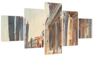 Obraz - John Singer Sargent, Gondola Moorings on the Grand Canal, reprodukce (125x70 cm)