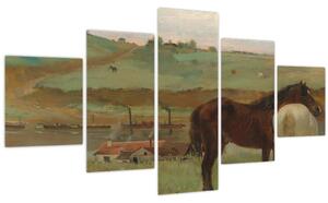 Obraz - Edgar Degas, Horses in a Meadow, reprodukce (125x70 cm)