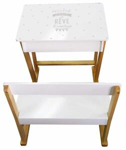 Dřevěný bílý stoleček se židličkou pro děti, 79x58x64 cm