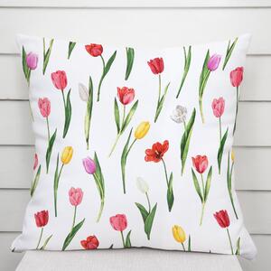 Biante Bavlněný povlak na polštář Sandra SA-506 Tulipány na bílém 30 x 50 cm