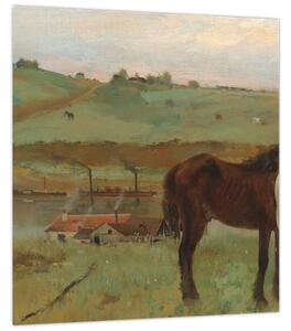 Obraz - Edgar Degas, Horses in a Meadow, reprodukce (30x30 cm)