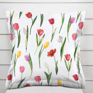 Biante Bavlněný povlak na polštář s lemem Sandra SA-506 Tulipány na bílém 30 x 50 cm