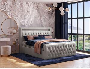 Čalouněná postel CESAR včetně úložného prostoru 200x200 cm Světle krémová