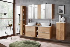 Comad Koupelnová skříňka se zrcadlem Capri 843 3D dub craft zlatý
