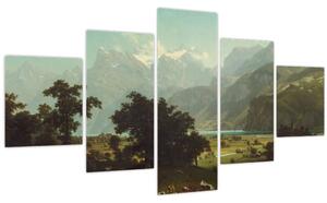 Obraz - Albert Bierstadt, Lake Lucerne, reprodukce (125x70 cm)