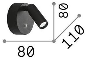 IDEAL LUX Nabíjecí LED nástěnné bodové svítidlo Bean, nikl, šířka 8 cm, stmívatelný, Hliník / šedá / zinek, Obývací pokoj / jídelna, kov, Moderní