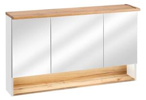 Comad Závěsná koupelnová skříňka se zrcadlem Bahama 843 3D alpská bílá/dub votan