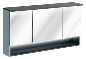 Comad Závěsná koupelnová skříňka se zrcadlem Bahama 843 3D světle modrá/antracit