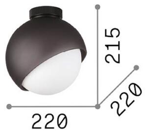 IDEAL LUX Stropní světlo Bloom, Ø 22 cm, černé, kov/sklo, stmívatelný, Černá, Obývací pokoj / jídelna, kov, Moderní