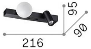 IDEAL LUX Nástěnné světlo Binomio, bílá, šířka 22 cm, kovová, 2 žárovky, Bílá / opál, Obývací pokoj / jídelna, kov, Moderní, Nástěnné bodové svítidlo