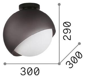 IDEAL LUX Stropní světlo Bloom, Ø 30 cm, černé, kov/sklo, stmívatelný, Černá, Obývací pokoj / jídelna, kov, Moderní