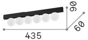 IDEAL LUX LED stropní svítidlo Binomio, černé, délka 44 cm, 6 žárovek, Černá, Obývací pokoj / jídelna, kov, Moderní