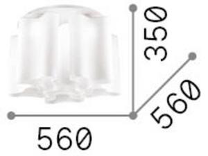 IDEAL LUX Stropní světlo Compo, Ø 56 cm, bílé, kov/sklo, stmívatelný, Bílá / opál, Obývací pokoj / jídelna, Sklo
