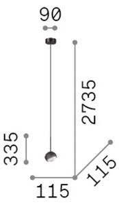 IDEAL LUX Závěsné světlo Bloom, Ø 12 cm, mosaz, kov/sklo, Mosaz / zlato, Obývací pokoj / jídelna, kov, Moderní