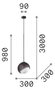 IDEAL LUX Závěsné světlo Bloom, Ø 30 cm, mosaz, kov/sklo, stmívatelný, Mosaz / zlato, Obývací pokoj / jídelna, kov, Moderní