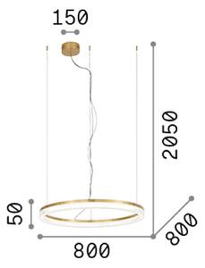 IDEAL LUX Závěsné světlo LED Crown, průměr 80 cm, bílá, kov, Bílá / opál, Obývací pokoj / jídelna, kov, Moderní