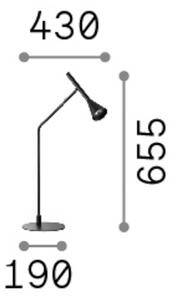 IDEAL LUX LED stolní lampa Diesis, černá, výška 65 cm, s stmívačem, stmívatelný, Černá, Obývací pokoj / jídelna, kov, Moderní