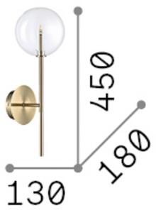 IDEAL LUX Nástěnné světlo Equinoxe, chrom/čiré sklo, výška 45 cm, Chrom / stříbro, Obývací pokoj / jídelna, kov