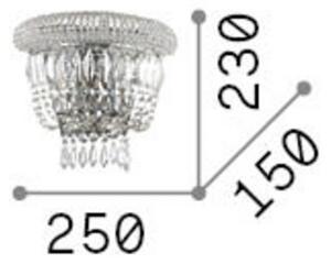 IDEAL LUX Nástěnné světlo Dubai, chrom/čirý, šířka 25 cm, křišťál, stmívatelný, Chrom / stříbro, Obývací pokoj / jídelna, kov