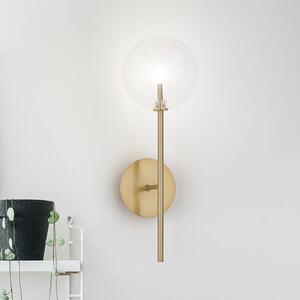 IDEAL LUX Nástěnné světlo Equinoxe, mosaz/jantar, výška 45 cm, Mosaz / zlato, Obývací pokoj / jídelna, kov