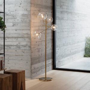 IDEAL LUX Stojací lampa Equinoxe, mosaz/čirá, výška 166 cm, Mosaz / zlato, Obývací pokoj / jídelna, kov