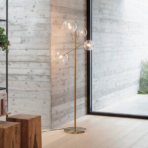 IDEAL LUX Stojací lampa Equinoxe, mosaz/jantar, výška 166 cm, Mosaz / zlato, Obývací pokoj / jídelna, kov