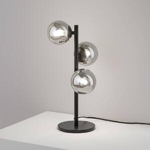 IDEAL LUX Stolní lampa Perlage, černá/kouřově šedá, výška 43 cm, 3 žárovky, Černá, Obývací pokoj / jídelna, kov
